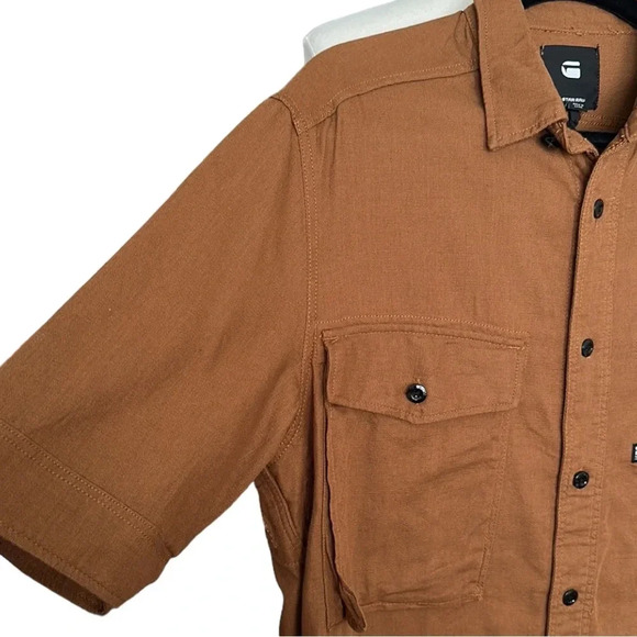G-STAR RAW Type C Straight Long Button Down Shirt in Cubano Brown, Size L - Picture 4 of 15